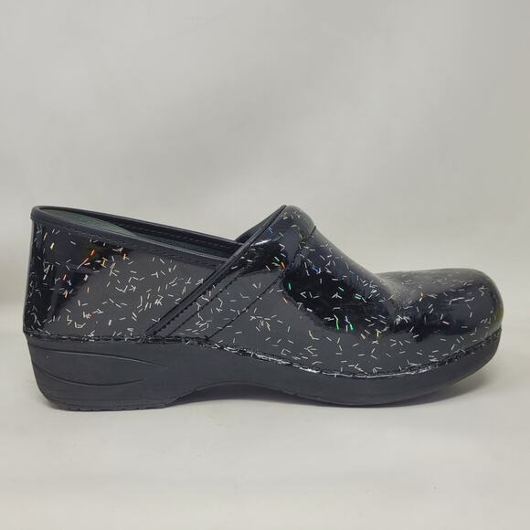 Dansko Clogs Womens EU41 US11 Mules XP 2.0 Patent Rainbow Flecks Black Slip On - Picture 7 of 16